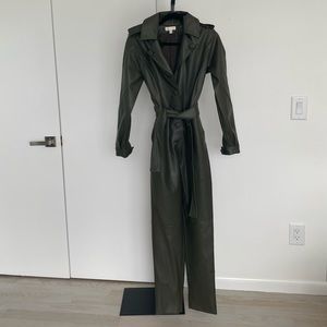 RONNY KOBO - green vegan leather utility jumpsuit
